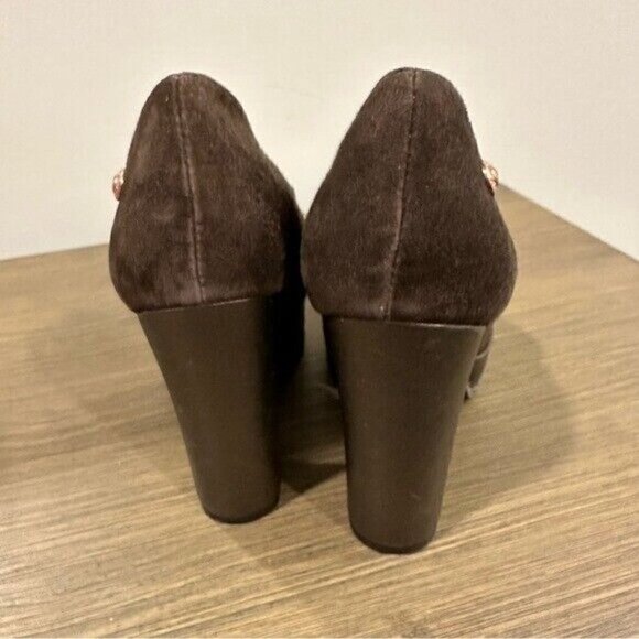 VTG 90’s Calvin Klein Brown Suede Platform Chunky Heel Retro Women’s Size 8.5 - Picture 5 of 11